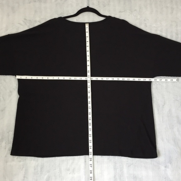 Lucky Brand V Neck Top Sz XL Ribbed Knit Long Sleeve Stretchy Black Shirt - Picture 7 of 10